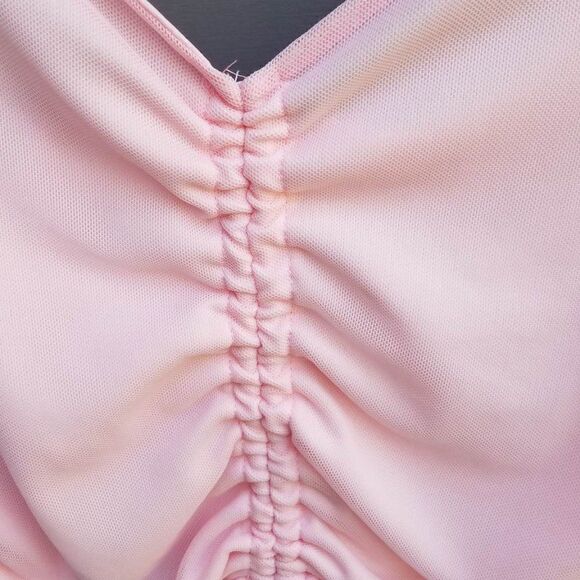 Blue Blush Pink Crop Top Sleeves are sheer size Large - Picture 3 of 5